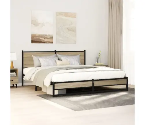 Gultas Rāmis Bez Matrača, Metāls, 183X213Cm, Ozolkoka Imitācija Vidaxl