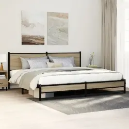Metallist Voodiraam Ilma Madratsita Sonoma Tamm 200X200 Cm
