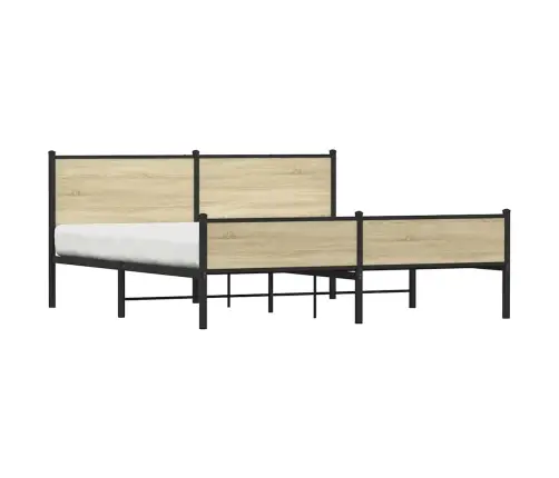 Gultas Rāmis Bez Matrača, Metāls, 180X200Cm, Ozolkoka Imitācija Vidaxl