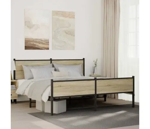 Gultas Rāmis Bez Matrača, Metāls, 180X200Cm, Ozolkoka Imitācija Vidaxl
