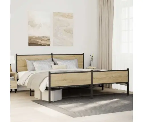 Lovos Rėmas Be Čiužinio, Sonoma Ąžuolo, 193X203cm Metalas