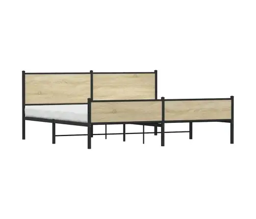 Gultas Rāmis Bez Matrača, Metāls, 200X200Cm, Ozolkoka Imitācija Vidaxl