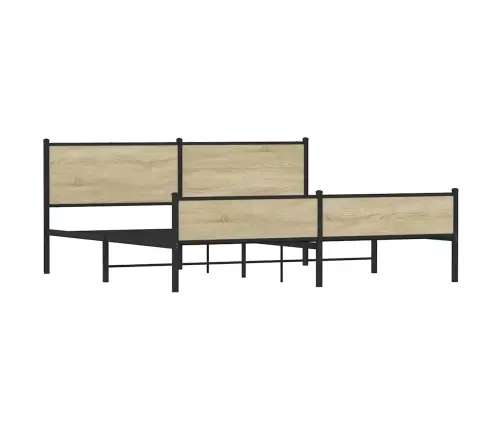 Gultas Rāmis Bez Matrača, Metāls, 200X200Cm, Ozolkoka Imitācija Vidaxl