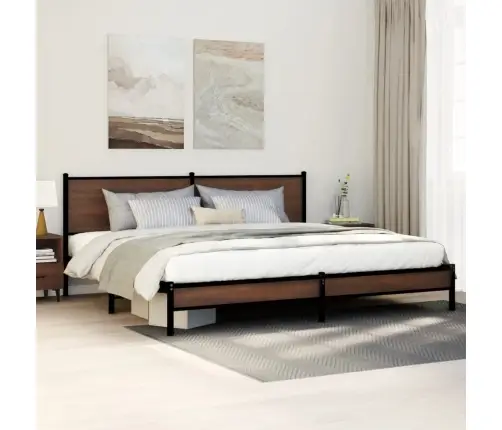 Gultas Rāmis Bez Matrača, Metāls, 193X203 Cm, Ozolkoka Krāsa Vidaxl