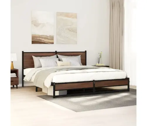 Gultas Rāmis Bez Matrača, Metāls, 183X213 Cm, Ozolkoka Krāsa Vidaxl