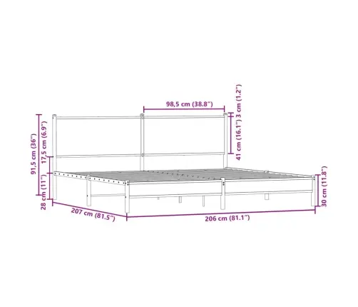 Gultas Rāmis Bez Matrača, Metāls, 200X200 Cm, Ozolkoka Krāsa Vidaxl