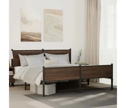 Gultas Rāmis Bez Matrača, Metāls, 183X213 Cm, Ozolkoka Krāsa Vidaxl