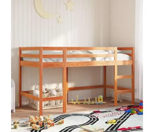 Bērnu Gulta Ar Trepēm, Vaska Brūns, 80X200Cm, Priedes Masīvkoks Vidaxl