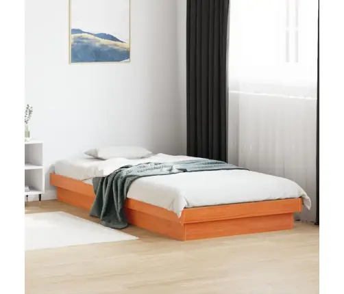 Gultas Rāmis Ar Led, Vaska Brūns, 75X190 Cm, Priedes Masīvkoks Vidaxl