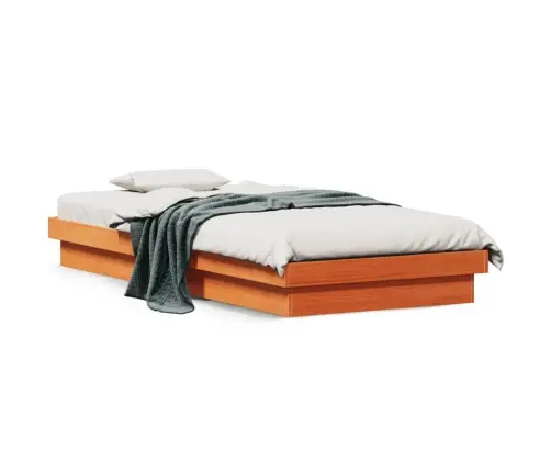 Gultas Rāmis Ar Led, Vaska Brūns, 75X190 Cm, Priedes Masīvkoks Vidaxl