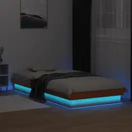 Gultas Rāmis Ar Led, Vaska Brūns, 75X190 Cm, Priedes Masīvkoks Vidaxl