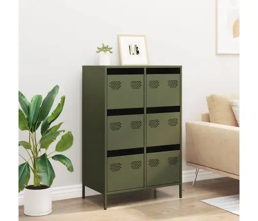 Komoda, Alyvuogių Žalios Spalvos, 68X39X101,5cm Plienas Komoda, Alyvuogių Žalios Spalvos, 68X39X101,5cm Plienas