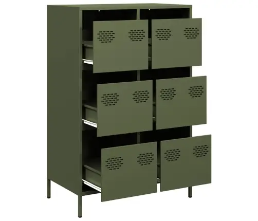 Komoda, Alyvuogių Žalios Spalvos, 68X39X101,5cm Plienas Komoda, Alyvuogių Žalios Spalvos, 68X39X101,5cm Plienas