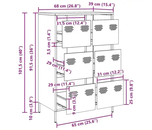 Komoda, Baltos Spalvos, 68X39X101,5cm Plienas