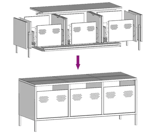 Telerikapp, Must, 101,5X39X43,5 cm Külmvaltsitud Teras