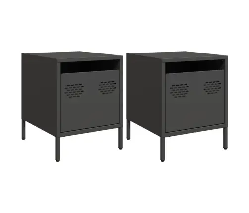 Naktsskapīši, 2 Gab., Melni, 35X39X43,5 Cm, Tērauds Vidaxl