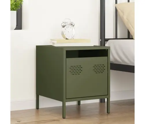 Naktinė Spintelė, Alyvuogių Žalia, 35X39X43,5cm Plienas Naktinė Spintelė, Alyvuogių Žalia, 35X39X43,5cm Plienas