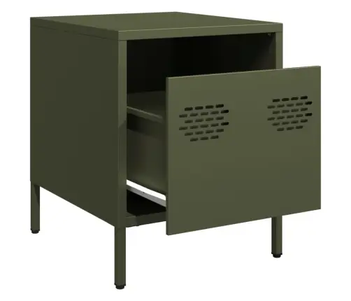 Naktinė Spintelė, Alyvuogių Žalia, 35X39X43,5cm Plienas Naktinė Spintelė, Alyvuogių Žalia, 35X39X43,5cm Plienas
