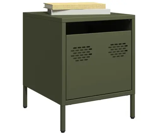 Naktinė Spintelė, Alyvuogių Žalia, 35X39X43,5cm Plienas Naktinė Spintelė, Alyvuogių Žalia, 35X39X43,5cm Plienas