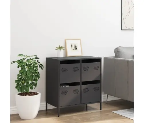 Kumode, Melna, 68X39X73,5 Cm, Auksti Velmēts Tērauds Vidaxl