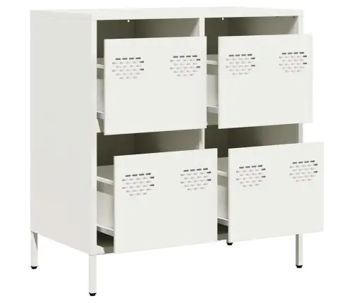 Kumode, Balta, 68X39X73,5 Cm, Auksti Velmēts Tērauds Vidaxl