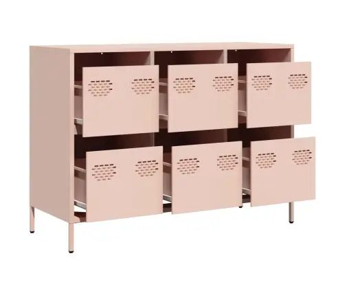 Kumode, Rozā, 101,5X39X73,5 Cm, Auksti Velmēts Tērauds Vidaxl