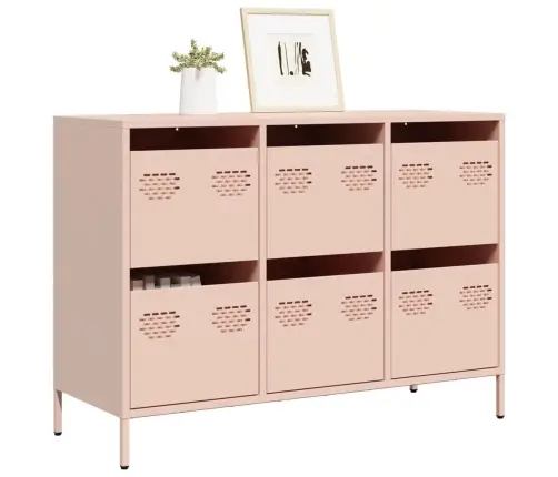 Kumode, Rozā, 101,5X39X73,5 Cm, Auksti Velmēts Tērauds Vidaxl