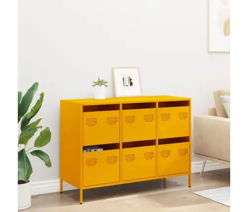 Puhvetkapp Sinepikollane 101,5X39X73,5 Cm Külmvaltsitud Teras