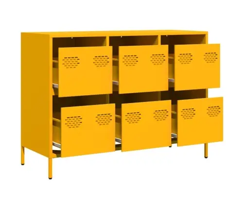 Puhvetkapp Sinepikollane 101,5X39X73,5 Cm Külmvaltsitud Teras