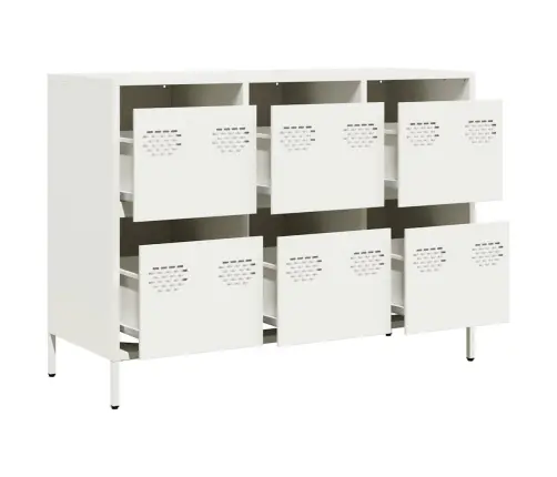 Kumode, Balta, 101,5X39X73,5 Cm, Auksti Velmēts Tērauds Vidaxl