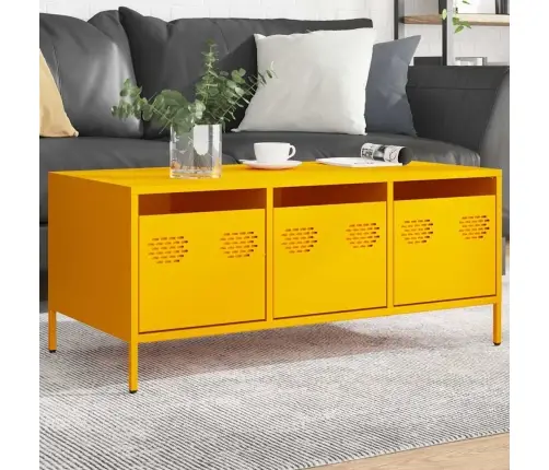 Diivanilaud Sinepikollane 101,5X50X43,5 Cm Külmvaltsitud Teras