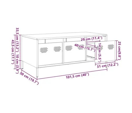 Kafijas Galdiņš, 101,5X50X43,5 Cm, Auksti Velmēts Tērauds Vidaxl