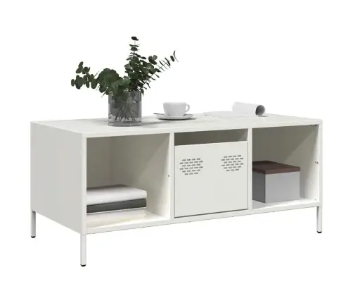 Kafijas Galdiņš Balts 101,5X50X43,5 Cm Auksti Velmēts Tērauds Vidaxl