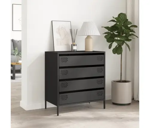 Kumode, Melna, 68X39X73,5 Cm, Auksti Velmēts Tērauds Vidaxl