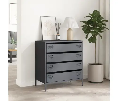 Kumode, Antracītpelēka, 68X39X73,5 Cm, Auksti Velmēts Tērauds Vidaxl