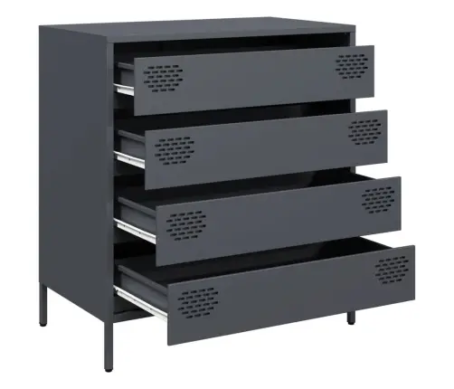 Kumode, Antracītpelēka, 68X39X73,5 Cm, Auksti Velmēts Tērauds Vidaxl