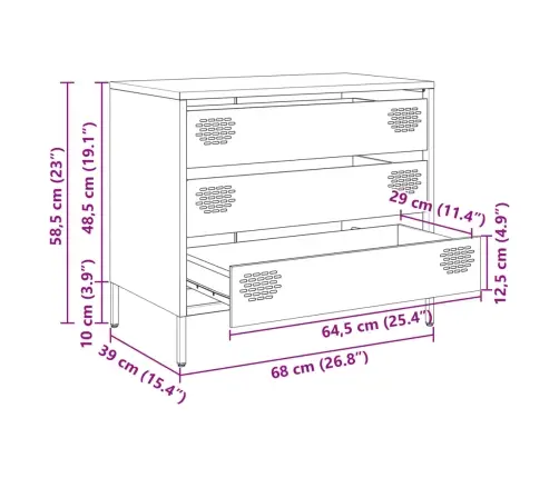 Kumode, Sinepju Dzeltena, 68X39X58,5 Cm, Auksti Velmēts Tērauds Vidaxl