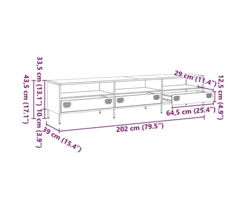Tv Skapītis, Melns, 202X39X43,5 Cm, Auksti Velmēts Tērauds Vidaxl