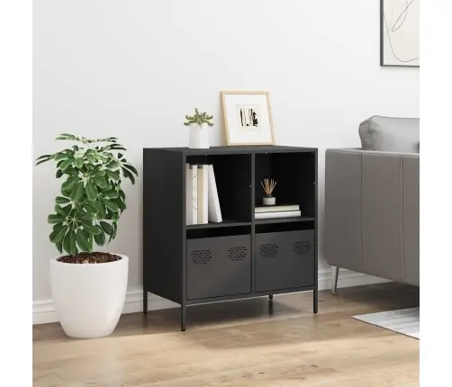 Kumode, Melna, 68X39X73,5 Cm, Auksti Velmēts Tērauds Vidaxl
