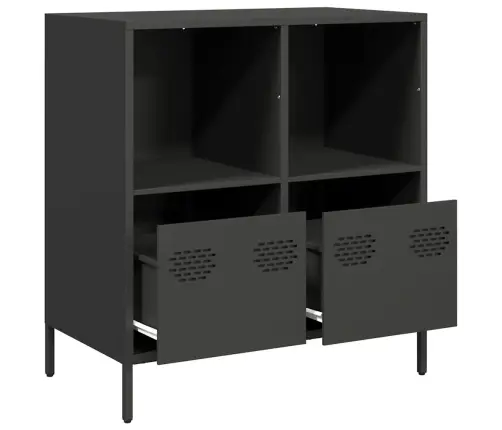 Kumode, Melna, 68X39X73,5 Cm, Auksti Velmēts Tērauds Vidaxl