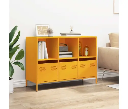 Kumode Sinepju Dzeltena 101,5X39X73,5 Cm Auksti Velmēts Tērauds Vidaxl