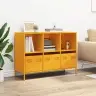 Kumode Sinepju Dzeltena 101,5X39X73,5 Cm Auksti Velmēts Tērauds Vidaxl