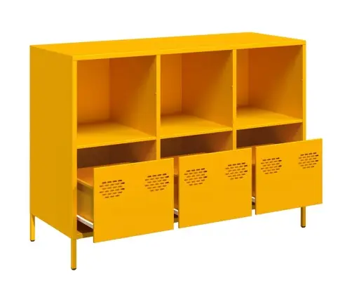 Kumode Sinepju Dzeltena 101,5X39X73,5 Cm Auksti Velmēts Tērauds Vidaxl