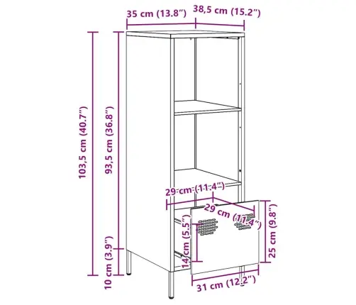 Kõrge Kapp, Must, 35X39X103,5 cm Teras