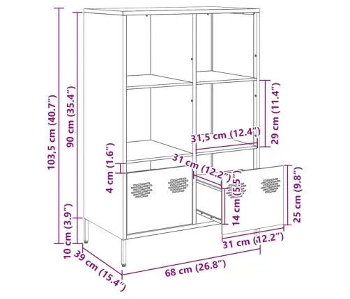 Augstais Skapītis, Rozā, 68X39X103,5 Cm, Tērauds Vidaxl Augstais Skapītis, Rozā, 68X39X103,5 Cm, Tērauds Vidaxl