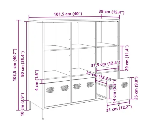 Augstais Skapītis, Sinepju Dzeltens, 101,5X39X103,5 Cm, Tērauds Vidaxl