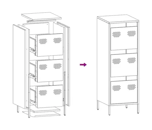 Kõrge Kapp, Must, 39X35X103,5 cm Teras