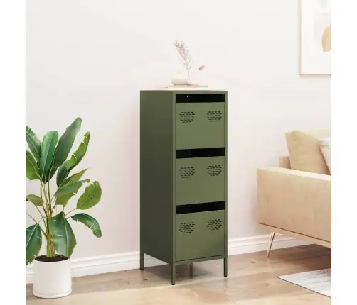 Augstais Skapītis, Olīvu Zaļš, 39X35X103,5 Cm, Tērauds Vidaxl