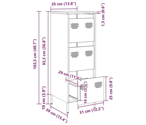 Highboard White 39X35X103,5 Cm Plienas