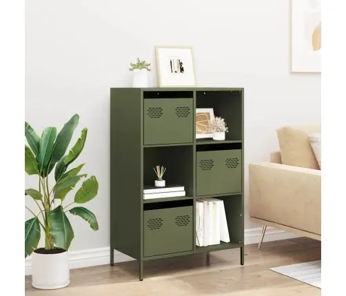Augstais Skapītis, Olīvu Zaļš, 68X39X103,5 Cm, Tērauds Vidaxl